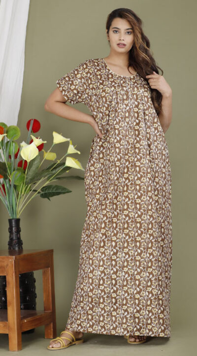 Urali Jaipuri Printed 100 Cotton Night Gown Urali