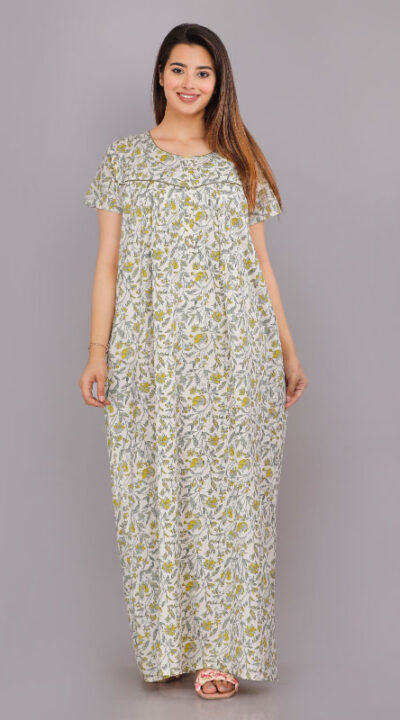 Urali® Jaipuri Printed 100% Cotton Night Gown