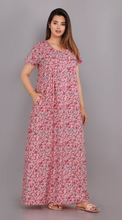 Urali® Jaipuri Printed 100% Cotton Night Gown
