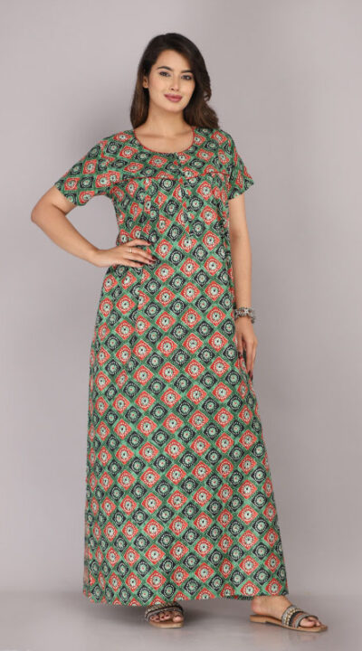 Urali® Jaipuri Printed 100% Cotton Night Gown