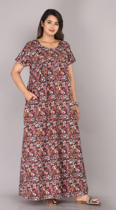Urali® Jaipuri Printed 100% Cotton Night Gown