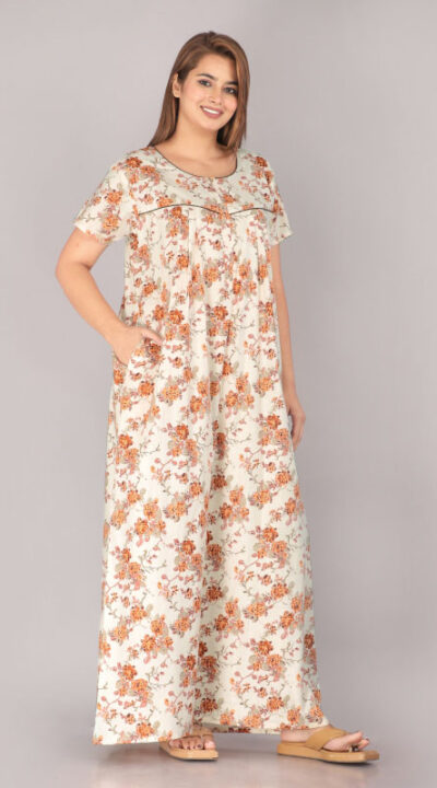 Urali® Jaipuri Printed 100% Cotton Night Gown