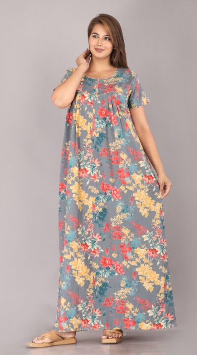 Urali® Jaipuri Printed 100% Cotton Night Gown