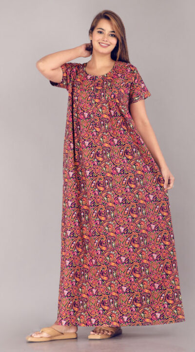 Urali® Jaipuri Printed 100% Cotton Night Gown