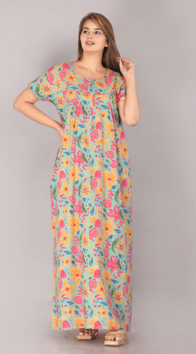 Urali® Jaipuri Printed 100% Cotton Night Gown