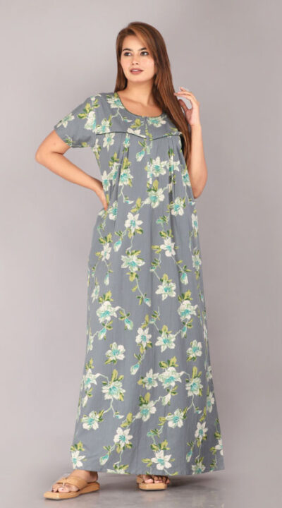 Urali® Jaipuri Printed 100% Cotton Night Gown