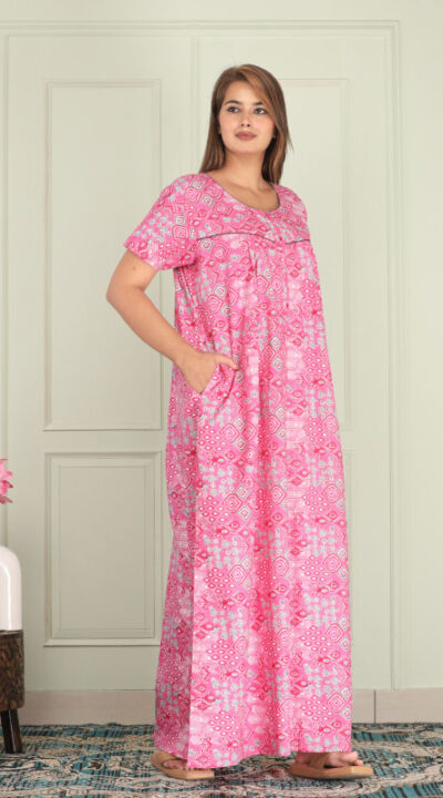 Urali® Jaipuri Printed 100% Cotton Night Gown