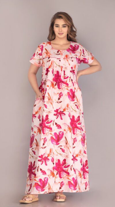 Urali® Jaipuri Printed 100% Cotton Night Gown